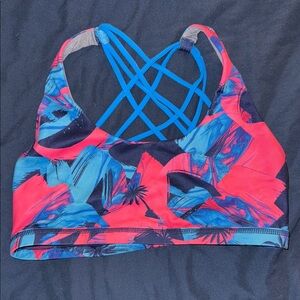 Born Primitive Vibrant Blue and Pink Women's Sports Bra wodapalooza